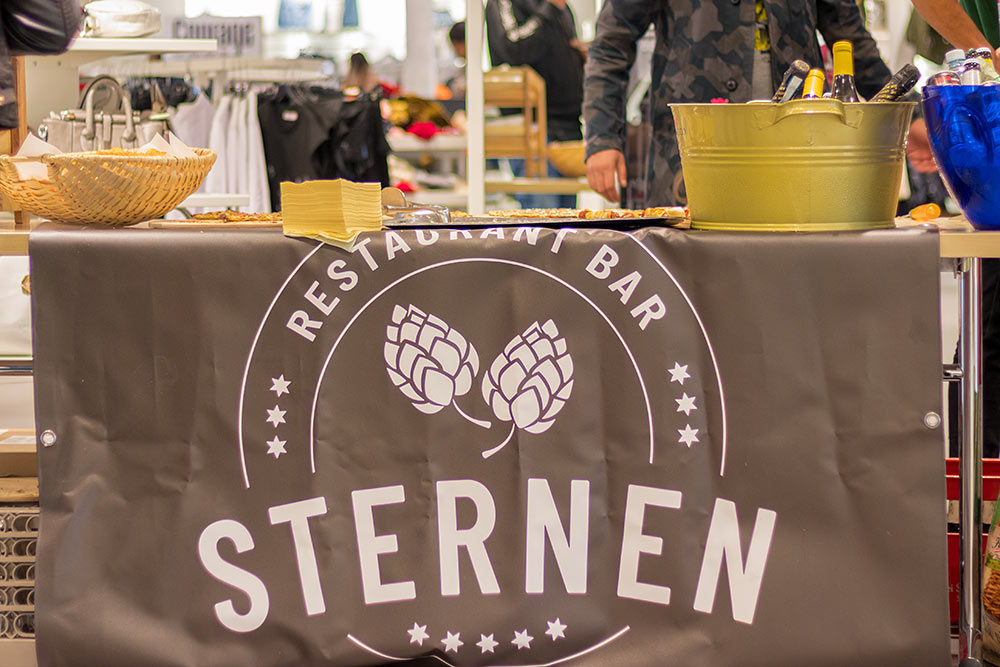 restaurant banner on tradeshow table